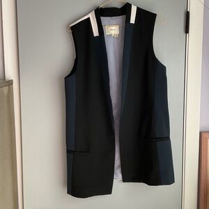 Elevenses Black and Blue , white open front Vest; size m